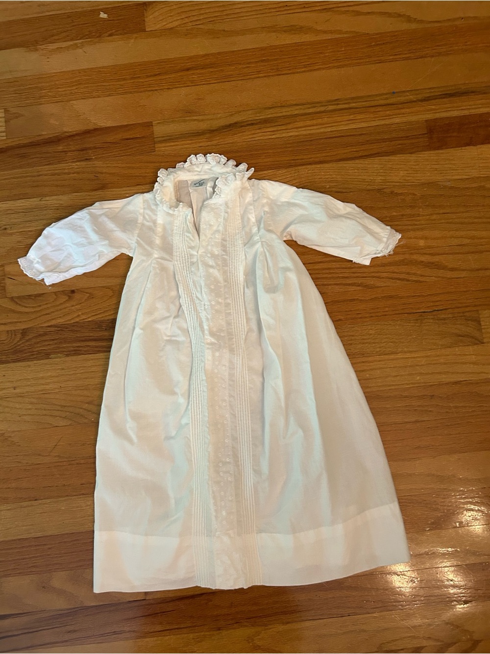 Vintage White Infant Cotton Christening Gown - Classic Long Sleeve